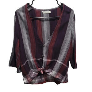 VOLCOM striped front tie blouse